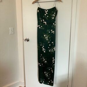 Reformation Silk Frankie Green Floral Dress FLAWS